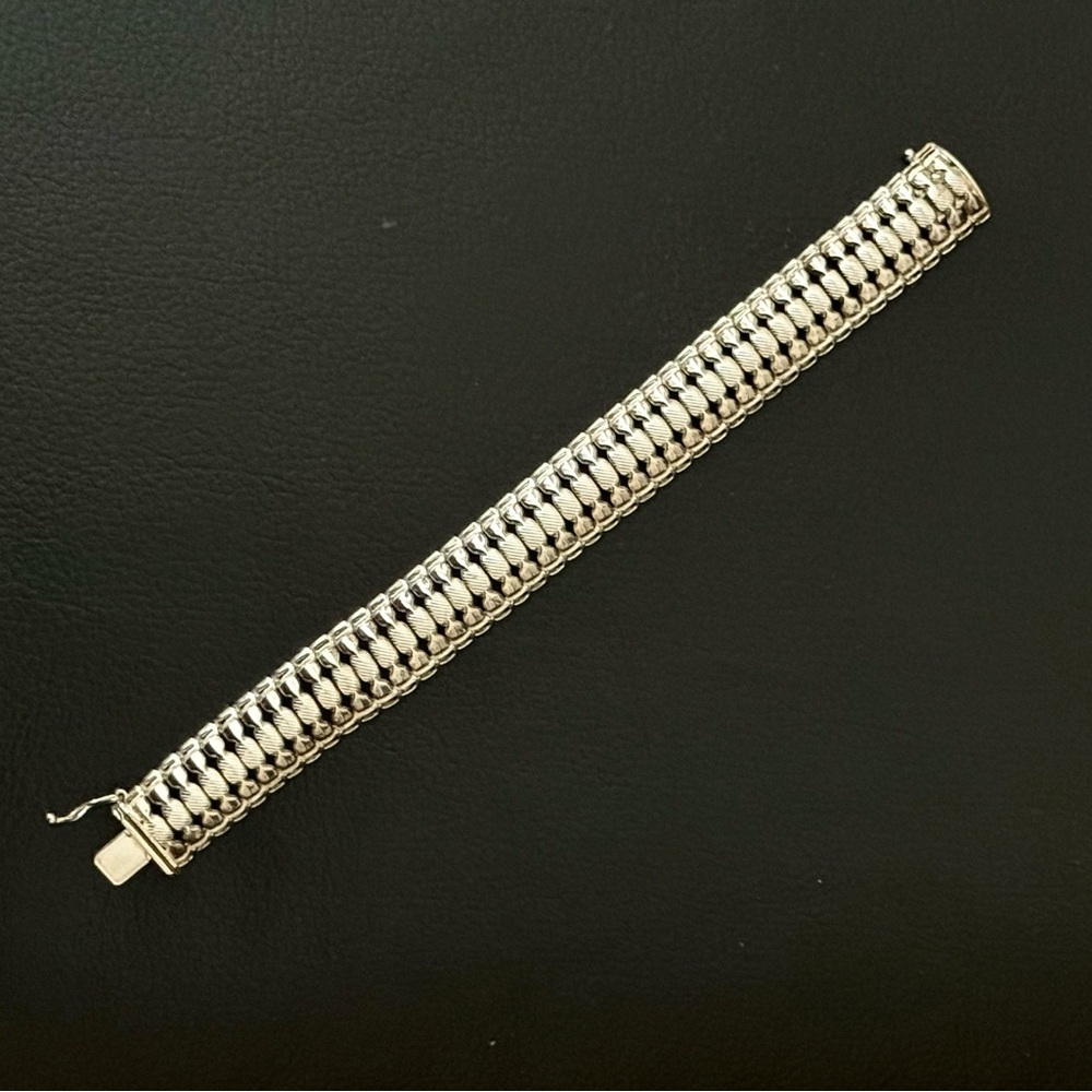 925 Sterling Silver Milor made in Milan Italy patterned textured bracelet